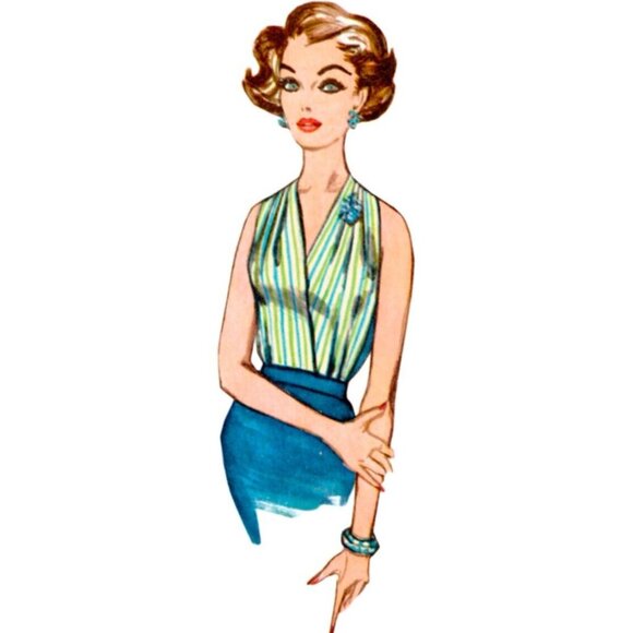 Simplicity 9817 Vintage 50s Sewing Pattern Misses' Neckwear Headband Dickey Sash - Picture 8 of 11